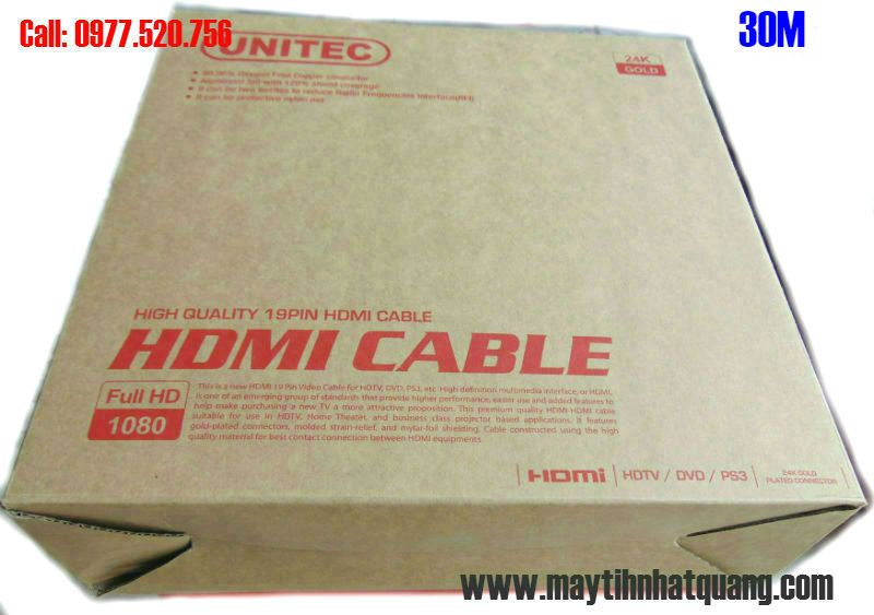 Cáp HDMI dài 30m Unitec Y-C171 có chíp khuếch đại